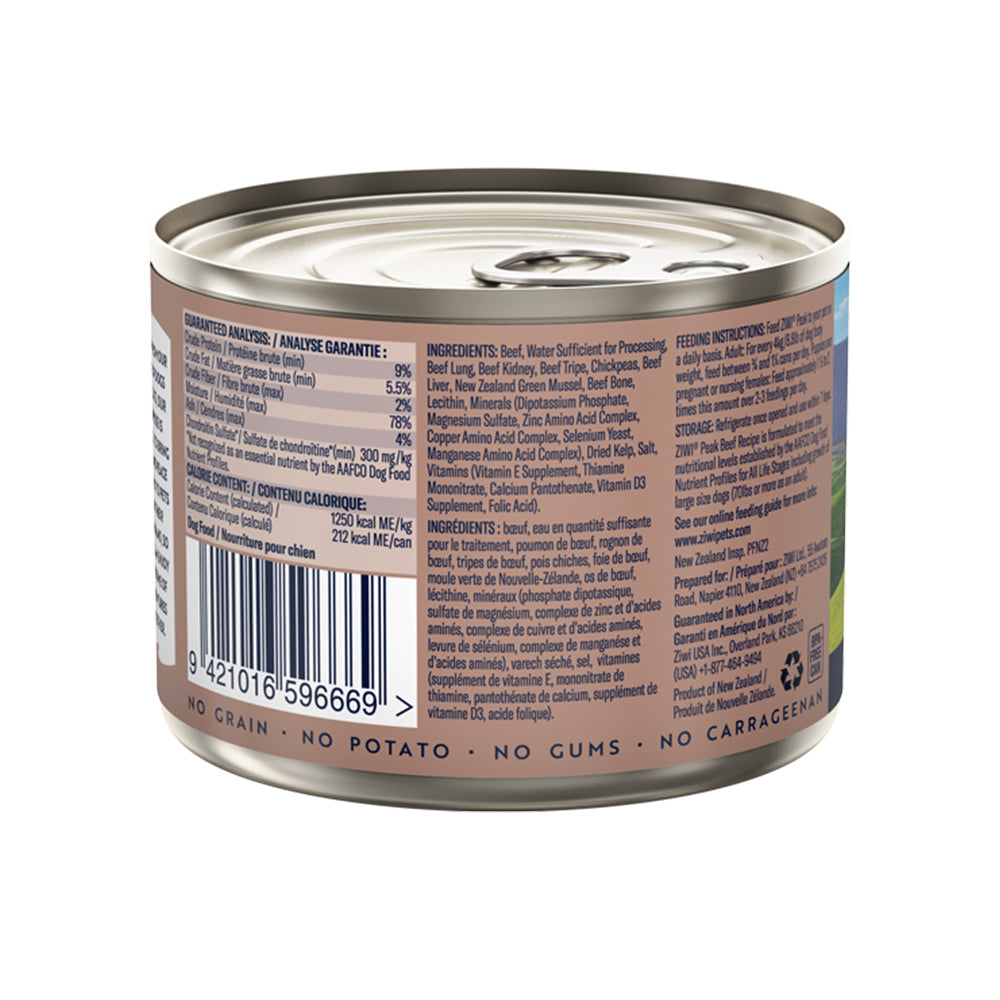 ZIWI Peak Beef Recipe Grain Free Dog Food