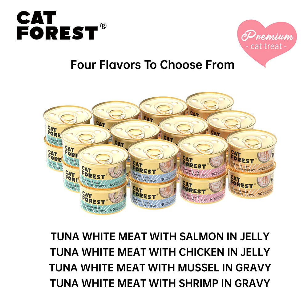 CAT FOREST Premium Tuna White Meat with Shrimp in Gravy Canned Cat Food 24x85g