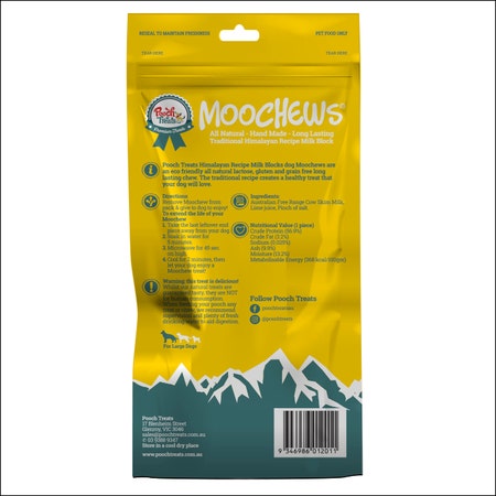 Pooch Treats Moo Chew Cheese Dog Treat LF Milk Block L-1PK