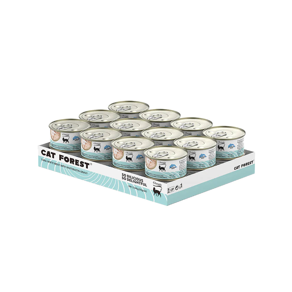 CAT FOREST Classic Tuna White Meat with Whitebait in Gravy Canned Cat Food 24x85g