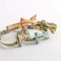 Plaid Bow Tie Pet Collar with Bell Adjustable Cotton for Cat Kitten Dog Puppy AU