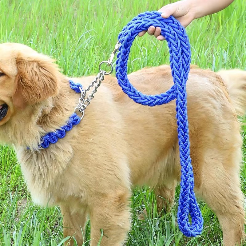 Nylon Training Dog Leash Heavy Duty Rope Handle Lead Strong Pet Long Rope Collar Set