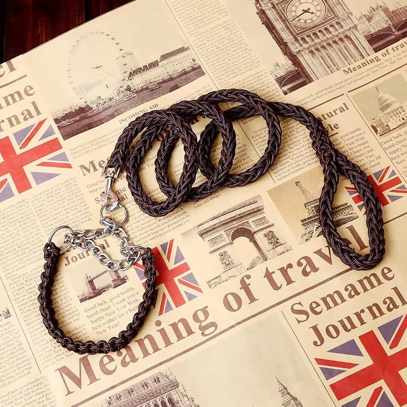 Nylon Training Dog Leash Heavy Duty Rope Handle Lead Strong Pet Long Rope Collar Set