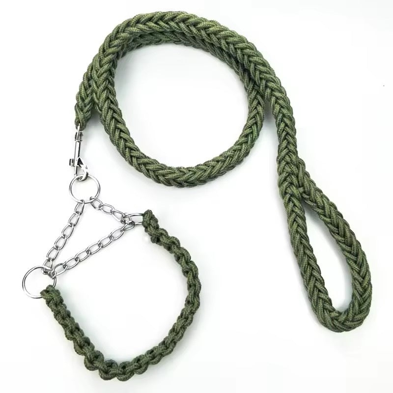 Nylon Training Dog Leash Heavy Duty Rope Handle Lead Strong Pet Long Rope Collar Set