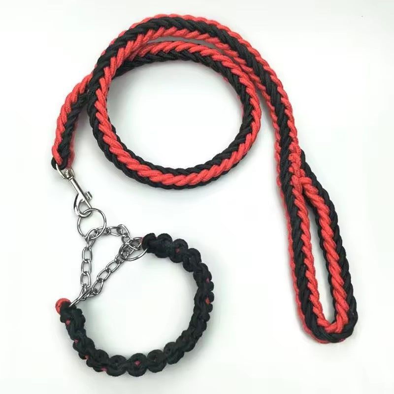 Nylon Training Dog Leash Heavy Duty Rope Handle Lead Strong Pet Long Rope Collar Set