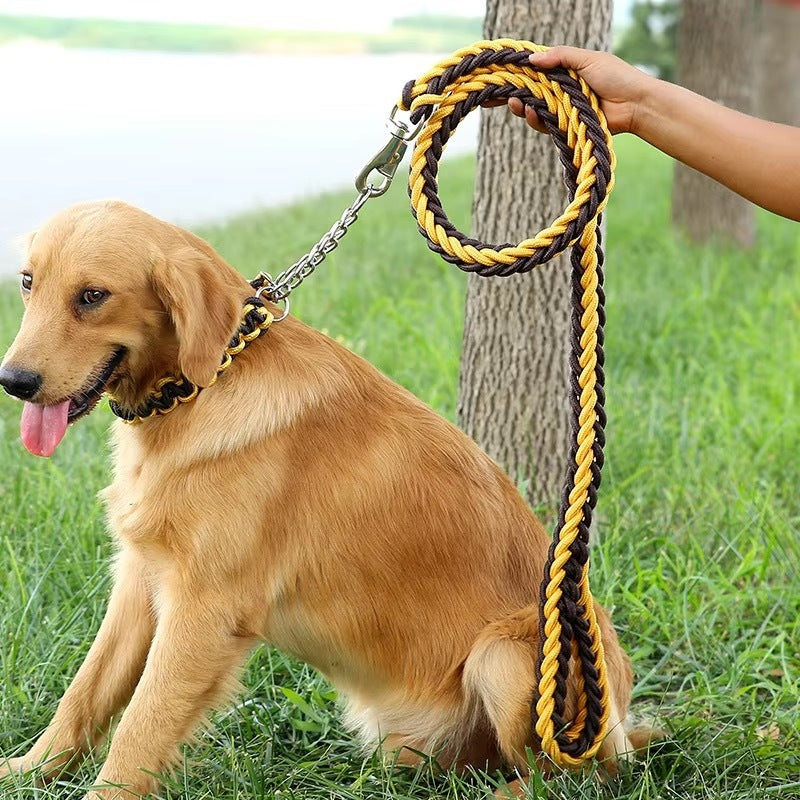Nylon Training Dog Leash Heavy Duty Rope Handle Lead Strong Pet Long Rope Collar Set