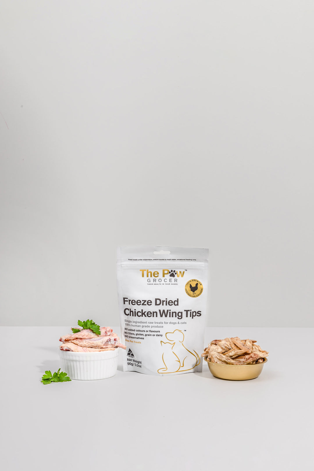 The Paw Grocer Freeze Dried Dog and Cat Treats Dried Chicken Wing Tips 90g
