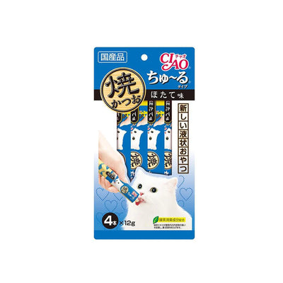CIAO Grilled Tuna Churu Puree in Scallop Flavor Wet Cat Treats 4x12g