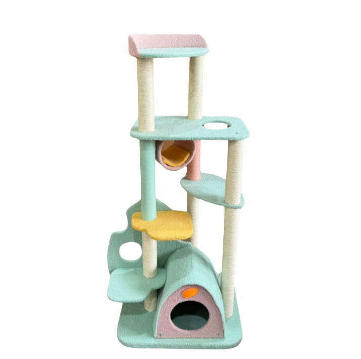 Dreamy Macaroon Party Cat Tree with Scratching Post and Nest(all posts are sisal)