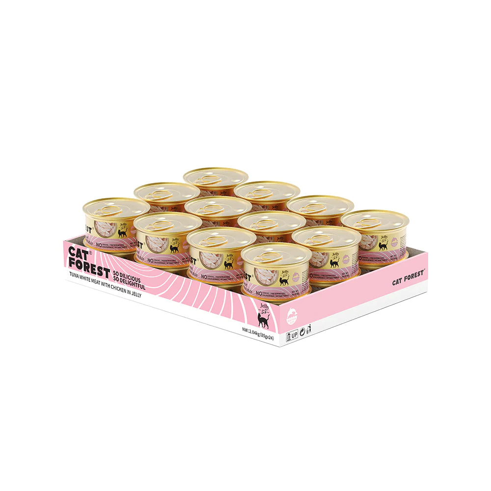 CAT FOREST Premium Tuna White Meat with Chicken in Jelly Canned Cat Food 24x85g