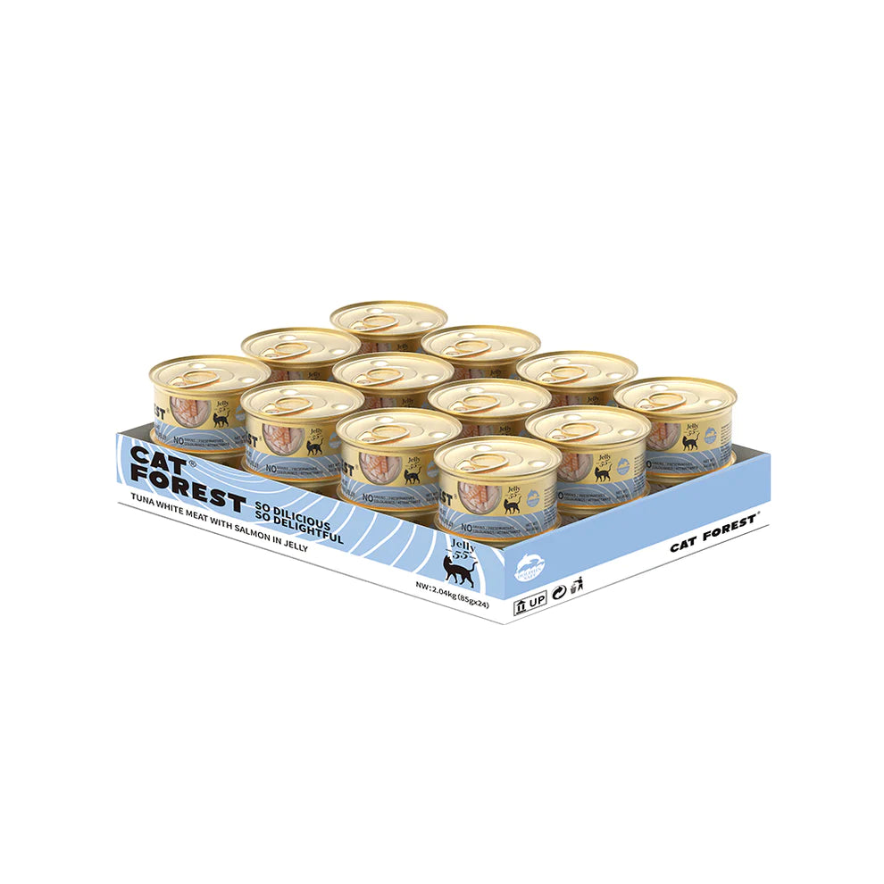 CAT FOREST Premium Tuna White Meat with Salmon in Jelly Canned Cat Food 24x85g