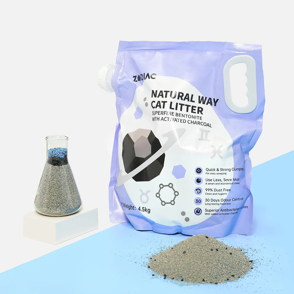 ZODIAC Natural Way Superfine Bentonite With Activated Charcoal Cat Litter 4.5Kg