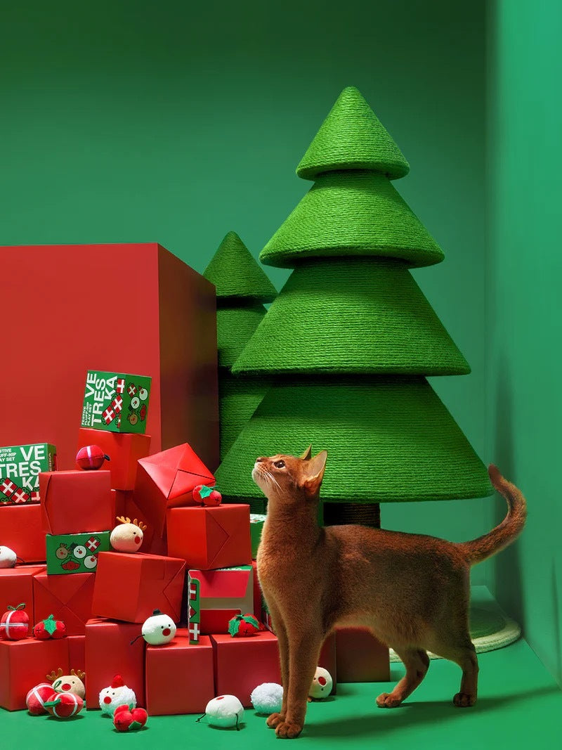 VETRESKA Christmas Tree Cat Scratching Post Sisal Rope Vertical Durable Xmas Gift