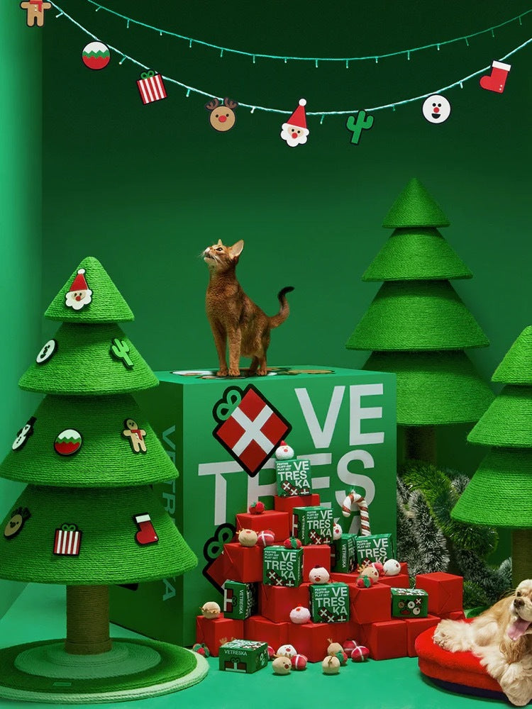 VETRESKA Christmas Tree Cat Scratching Post Sisal Rope Vertical Durable Xmas Gift