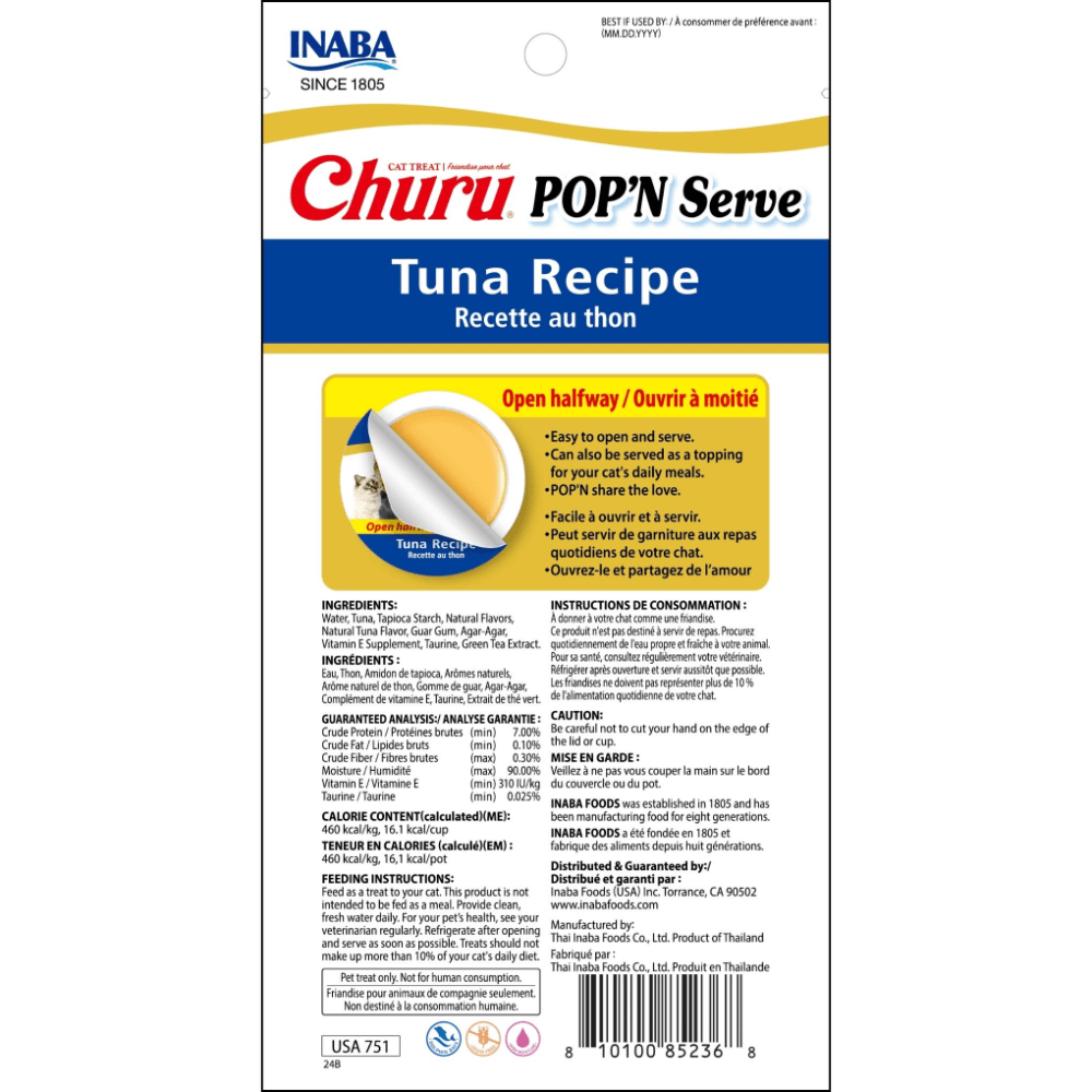 Inaba Churu Pop N Serve Tuna Recipe Cat Treats