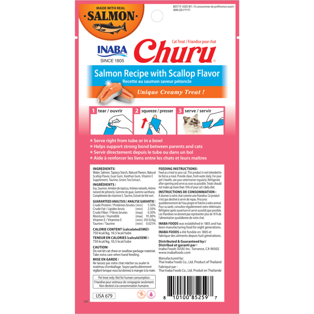 Inaba Churu Salmon With Scallop Recipe Cat Treats