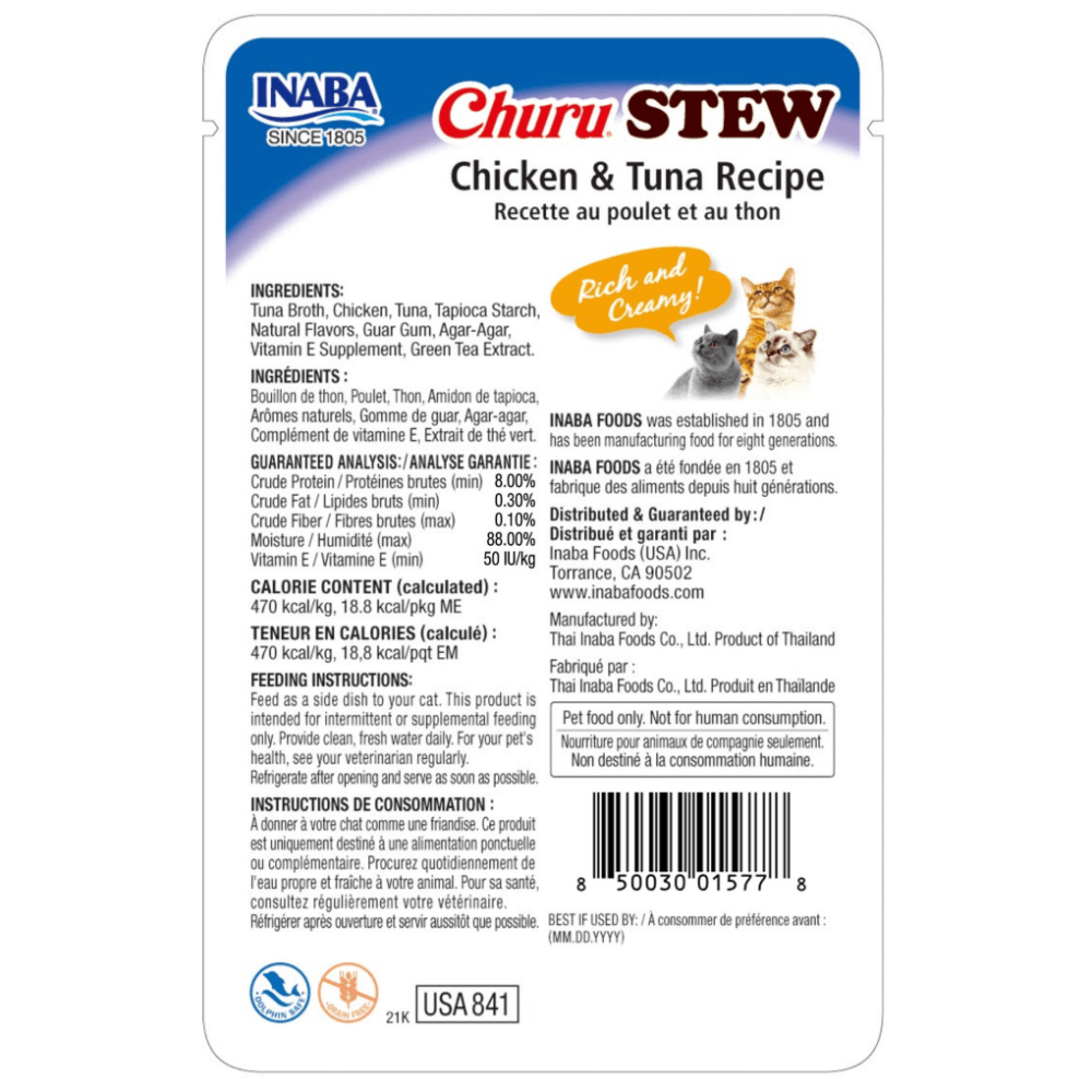 Inaba Churu Stew Chicken And Tuna Recipe Cat Treats
