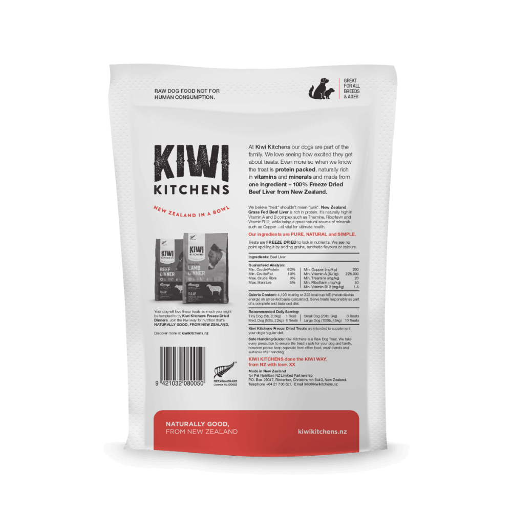 Kiwi Kitchens Freeze Dried Beef Liver Dog Treats