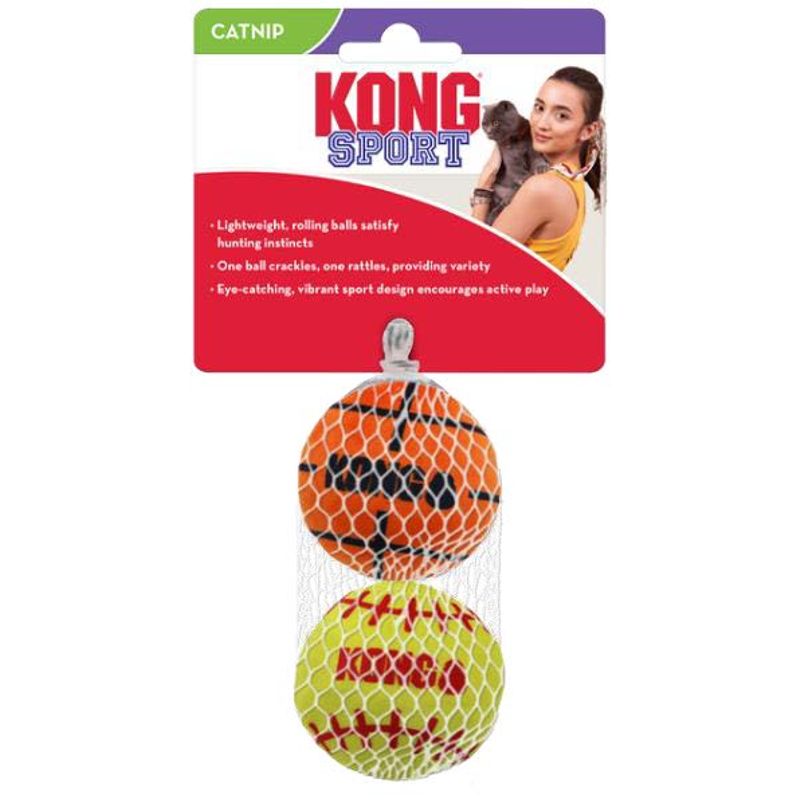 KONG CAT SPORT BALLS 2-PK ASSORTED (CABS4)
