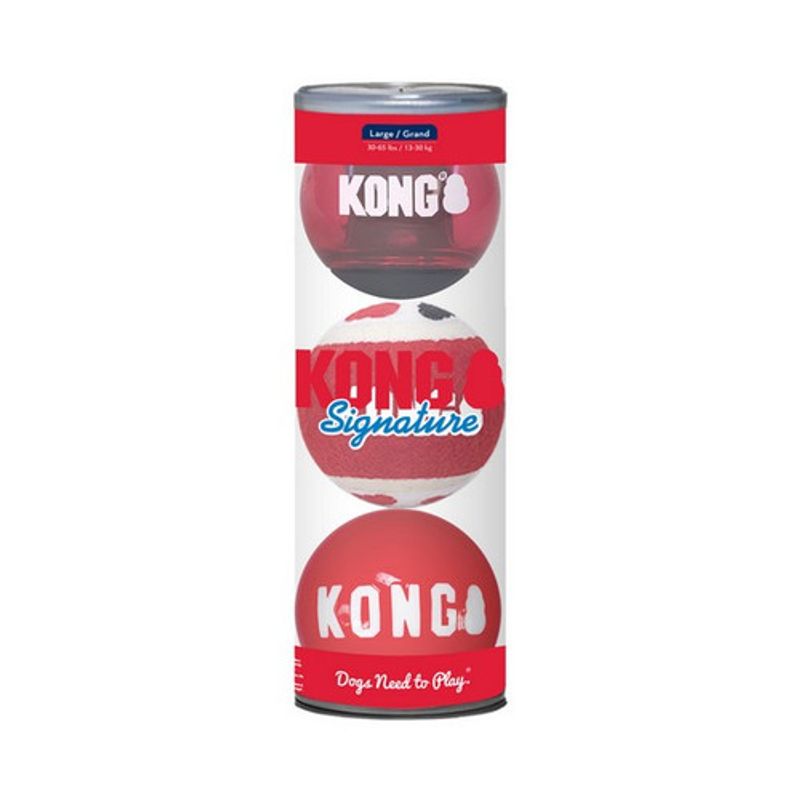 KONG SIGNATURE BALLS 3PK ASSORTED LARGE