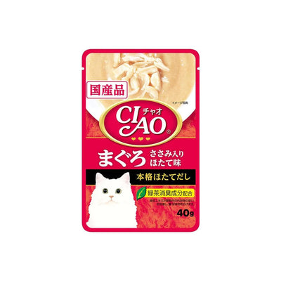 CIAO Tuna & Chicken Fillet In Scallop Flavor Soup Cat Treats 40g (pouch)