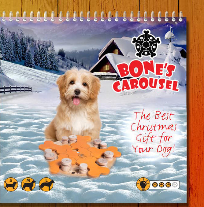 My Intelligent Pets Pet Dog Wooden Foraging Toy - Bone’s Carousel