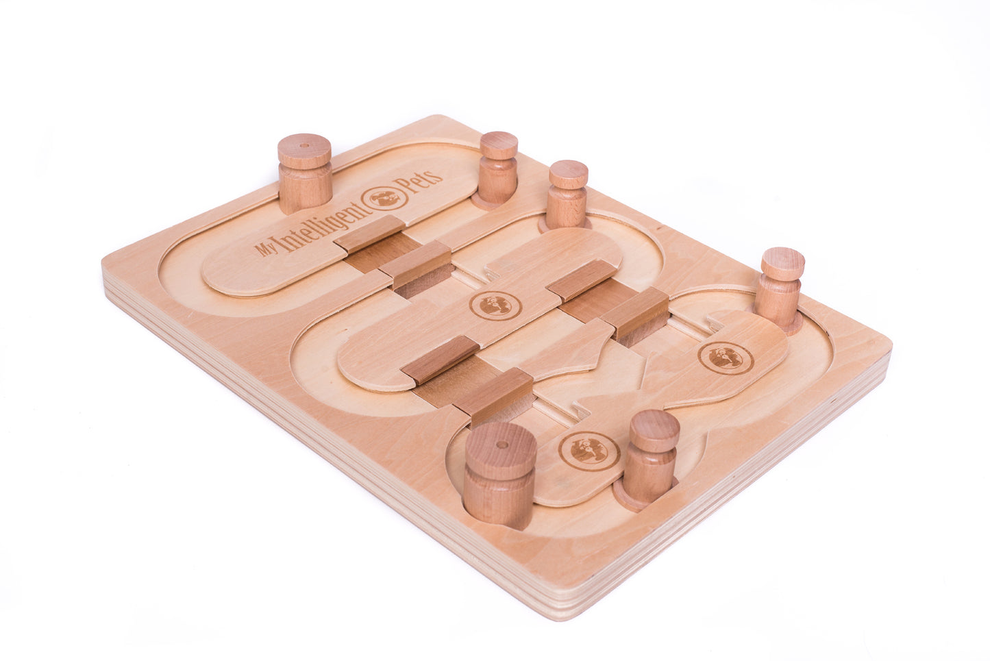 Dog Smart Wooden Interactive Dog Foraging Game Natural Wood Toy - Agent 008