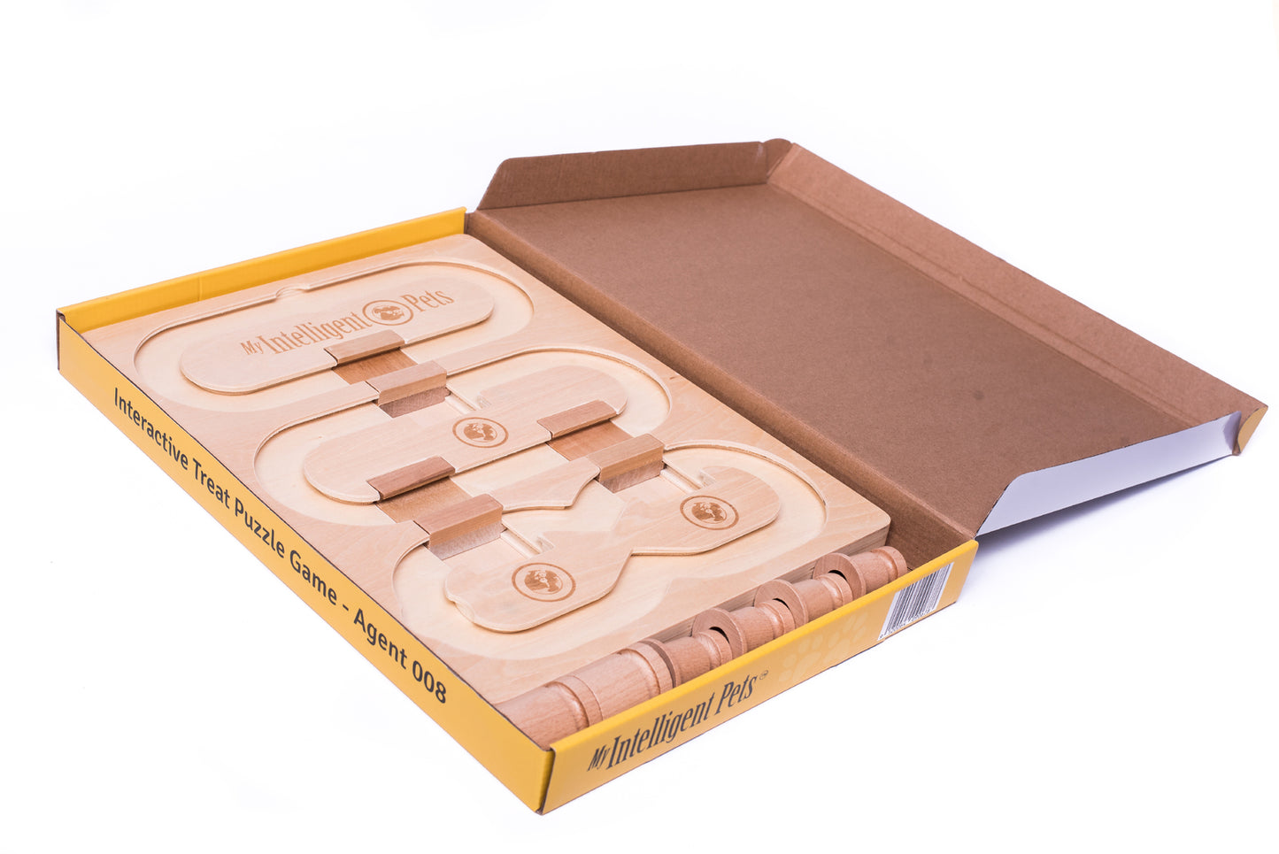 Dog Smart Wooden Interactive Dog Foraging Game Natural Wood Toy - Agent 008