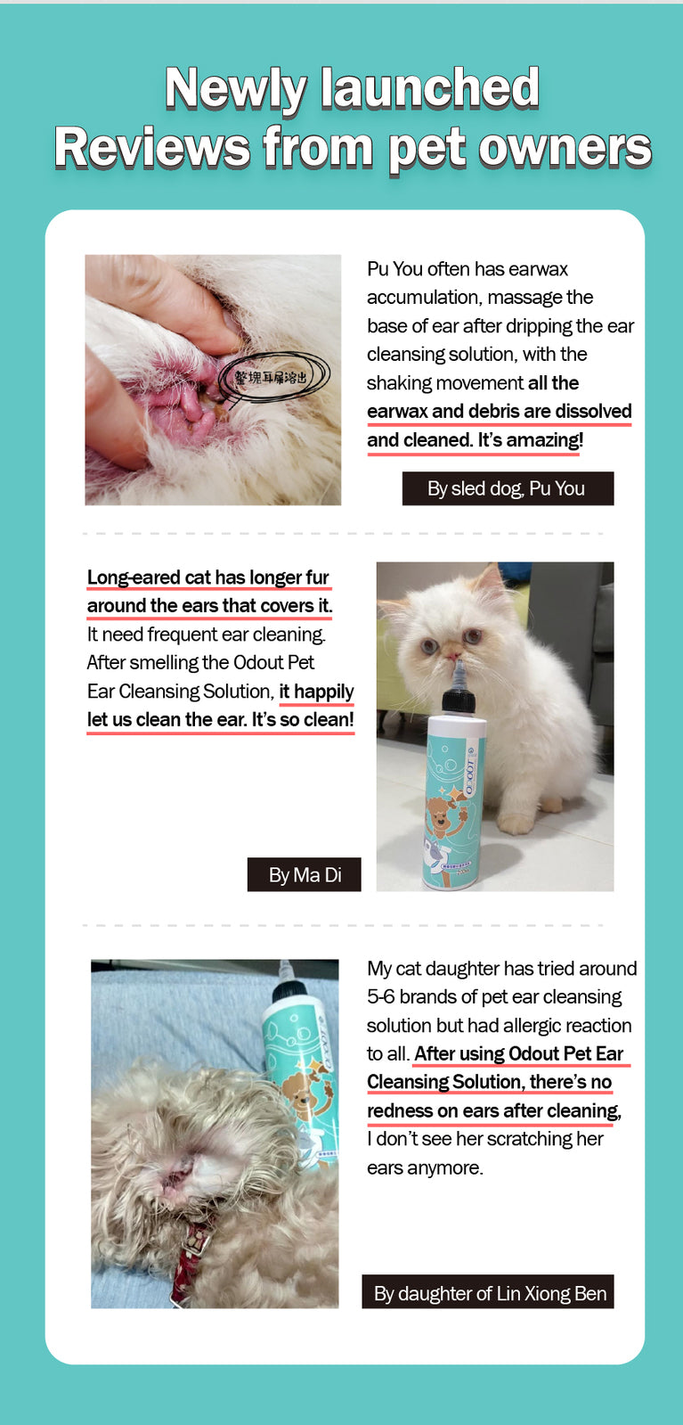 Pet Ear Cleaner Liquid for Dogs Cats Otic Smell Odor Remover Wash Ears Care ODOUT