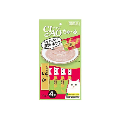 CIAO Churu Chicken Fillet and Squid Puree Cat Treats 4x14g