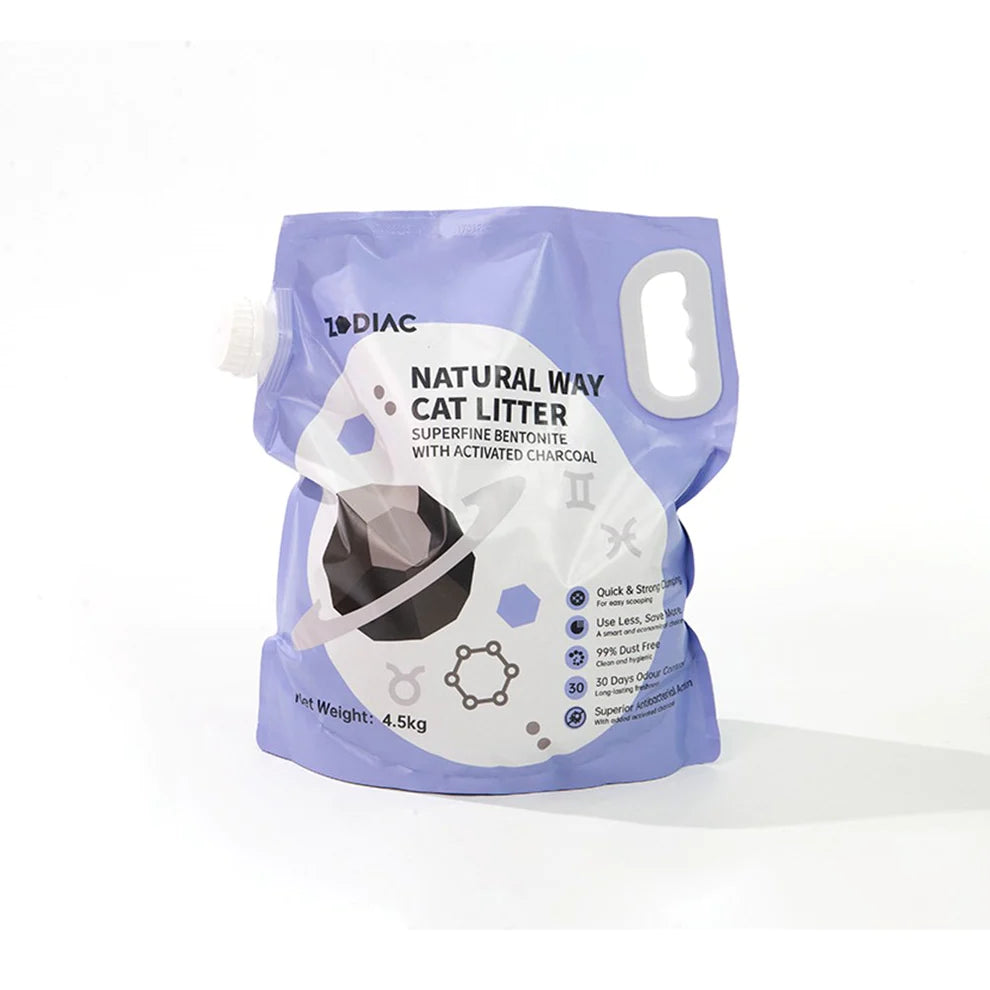 ZODIAC Natural Way Superfine Bentonite With Activated Charcoal Cat Litter 4.5Kg