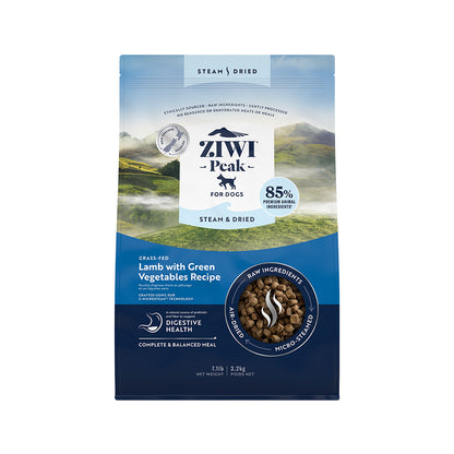 ZIWI PEAK Steam & Dried Grass-Fed Lamb with Green Vegetables Dog Food