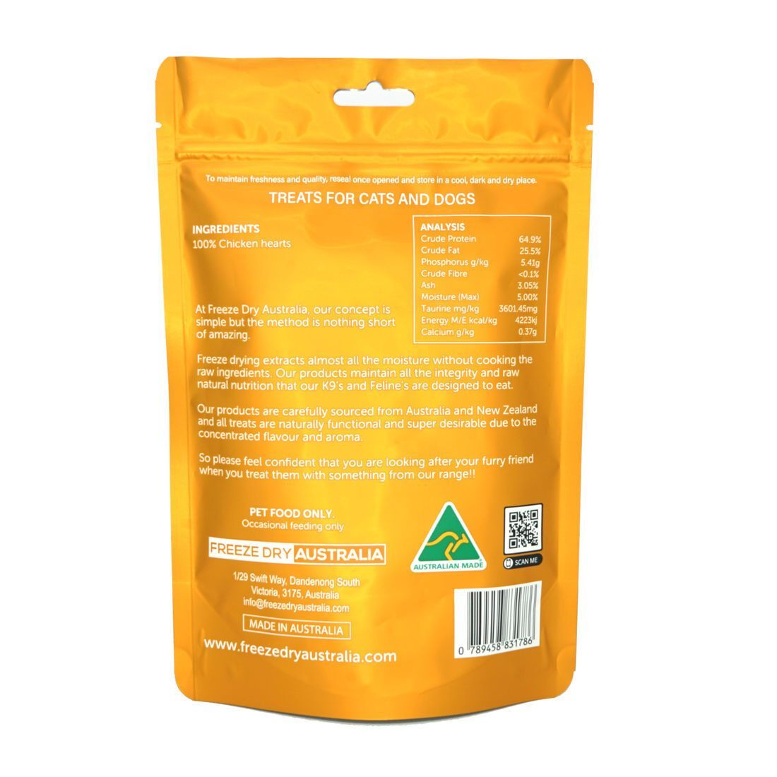 Freeze Dry Australia - Chicken Hearts 100g