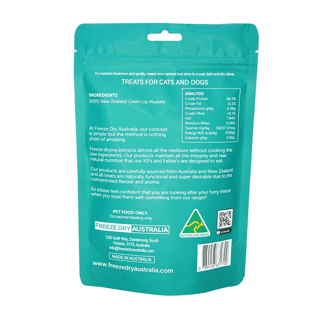 Freeze Dry Australia - Green Lip Mussels 70g