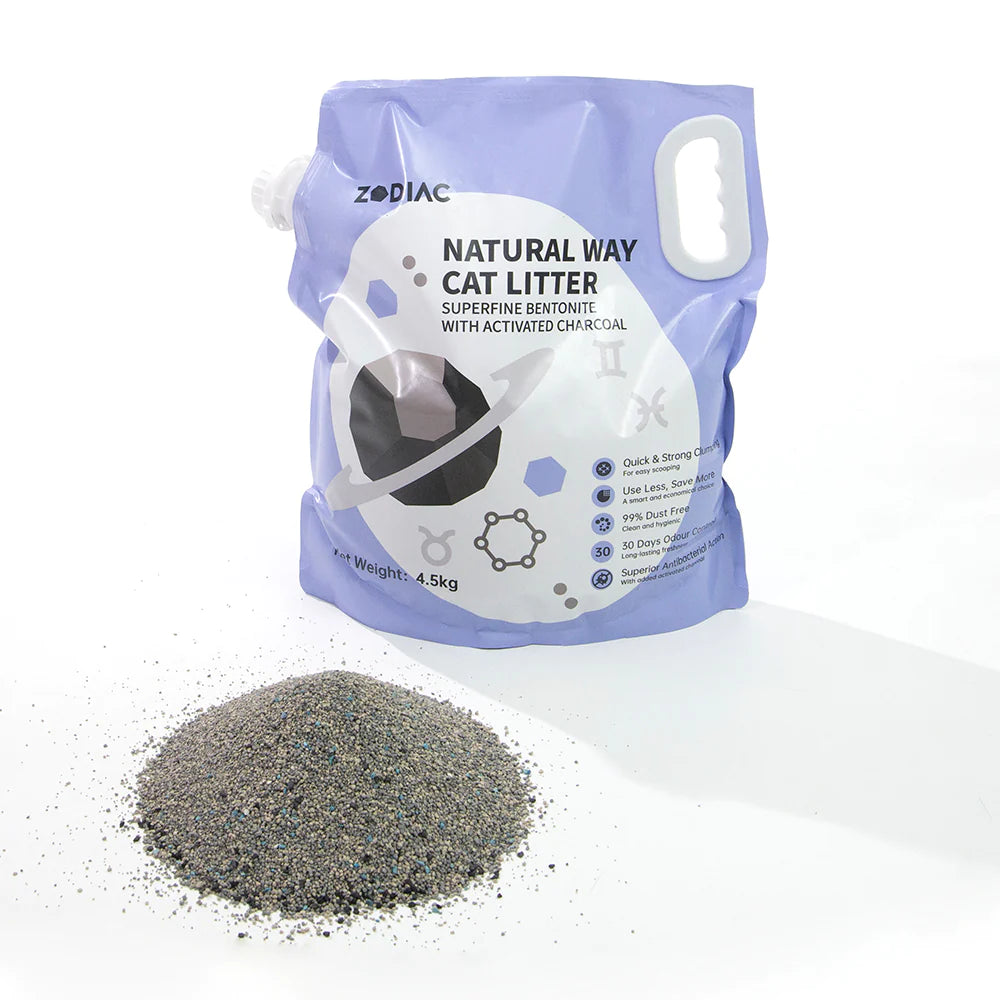 ZODIAC Natural Way Superfine Bentonite With Activated Charcoal Cat Litter 4.5Kg