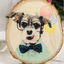 Pet portrait custom woodcut