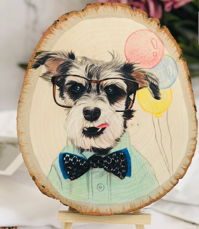 Pet portrait custom woodcut