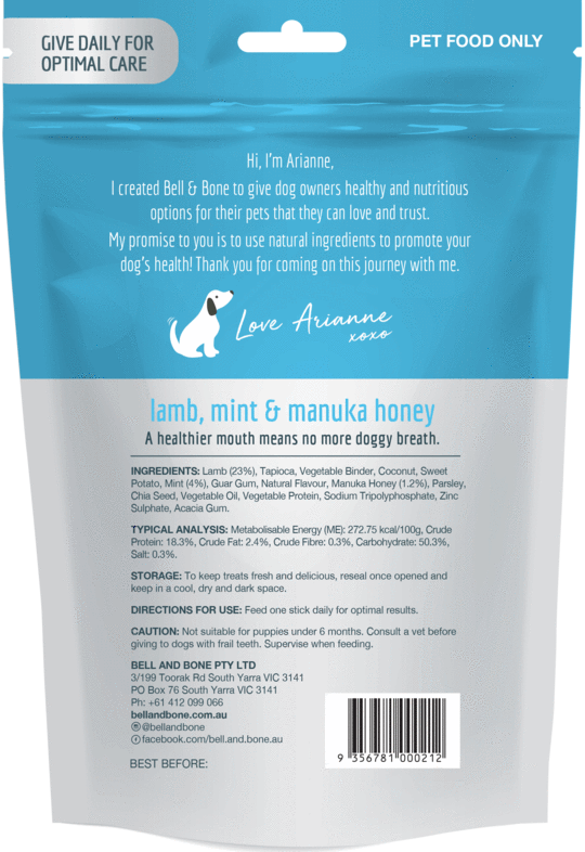 BELL & BONE Lamb, Mint and Manuka Honey Dental Sti