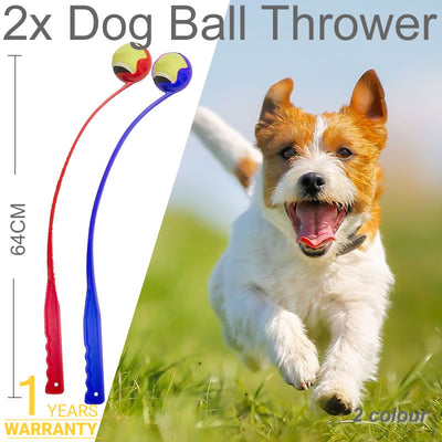 2x Dog Ball Thrower Pet Tennis Ball Launcher Outdo
