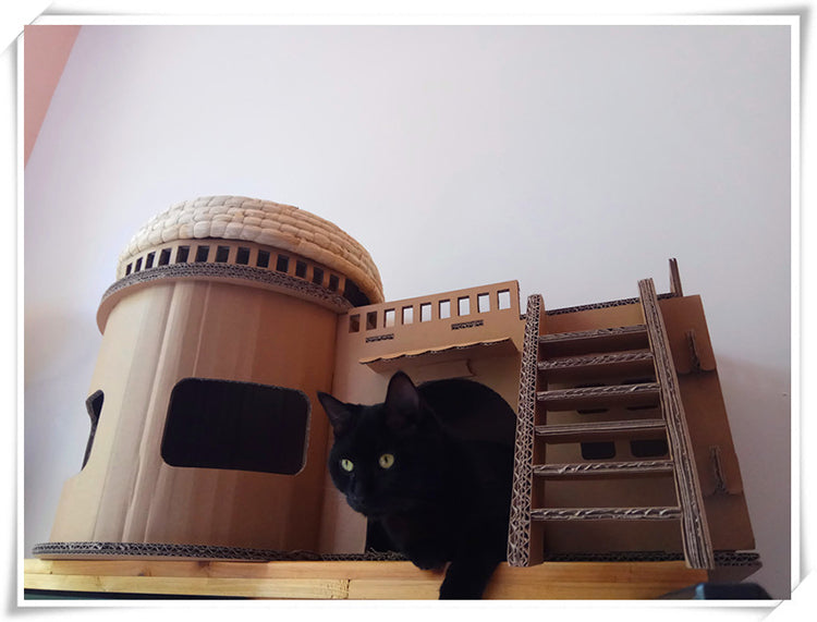 DIY Cat Cardboard House Tree Tower Condo Castle Pe