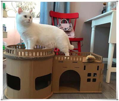 DIY Cat Cardboard House Tree Tower Condo Castle Pe