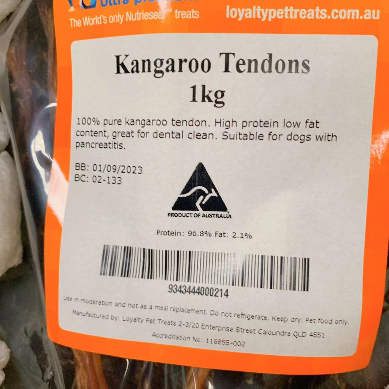 Loyaltypettreats Kangaroo Tendons 1KG DOG Treats