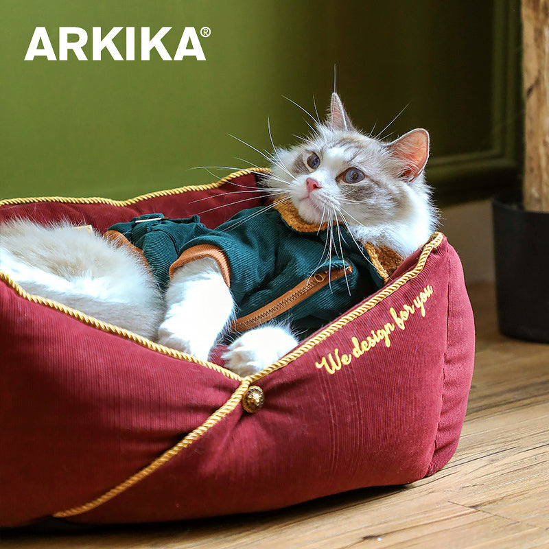 ARKIKA Pet Dog Cat Bed Deluxe Soft Cushion Warm Ca