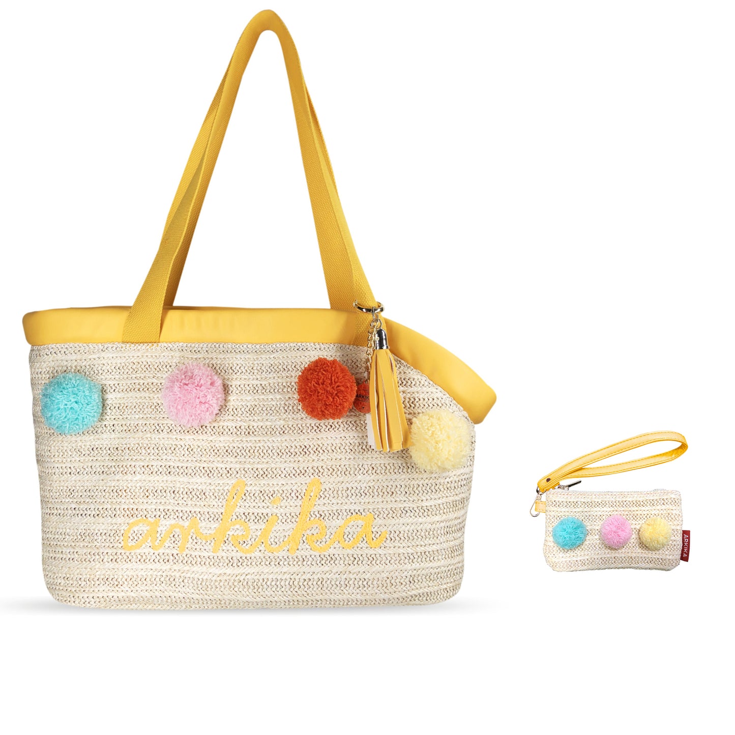 ARKIKA Fashion Straw-weaving Pet Carry Travel Carr