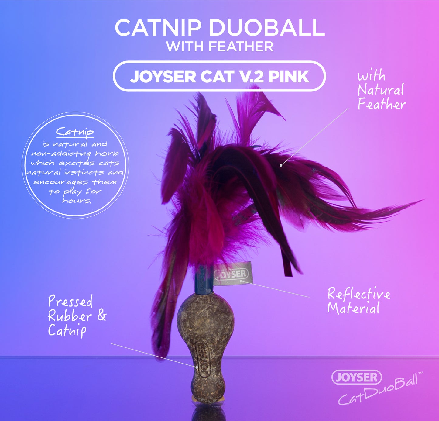 JOYSER Catnip Duoball with Feather Cat Toys Safet