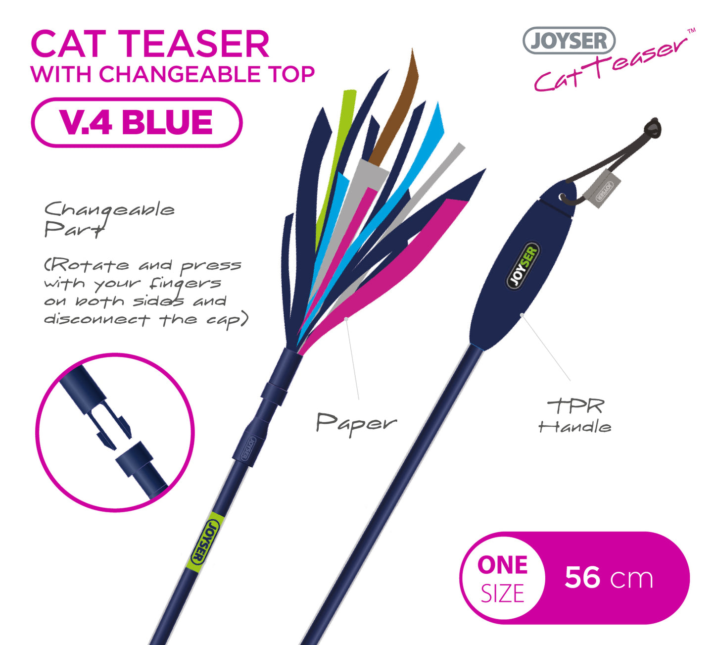 JOYSER Colorful Cat Play Toy Feather Teaser Wand I