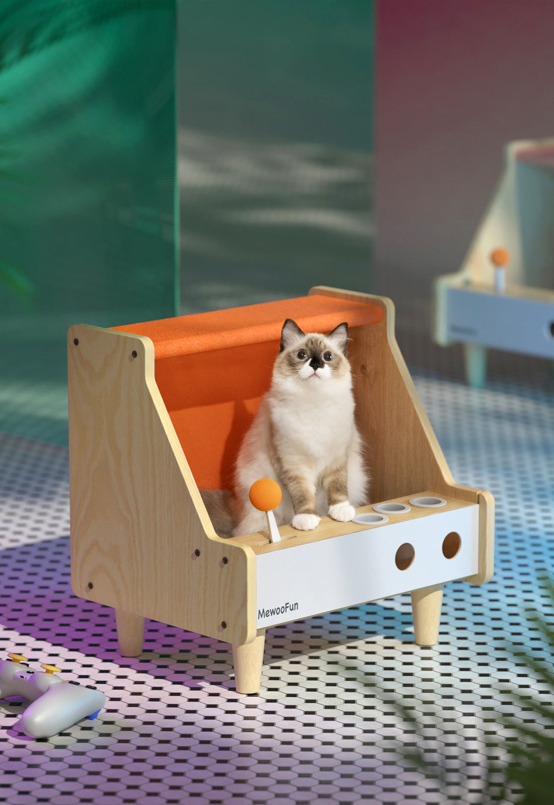 MewooFun Cat Game Box House Bed with Scratching Pa
