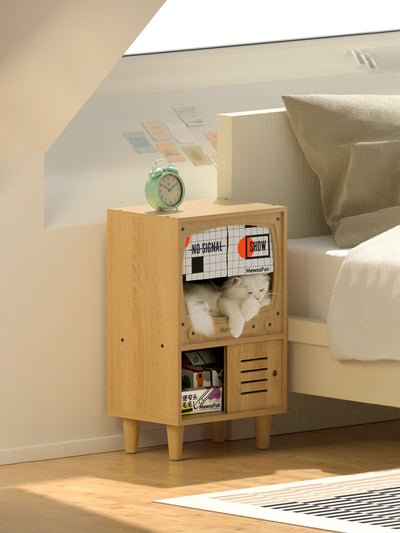 MewooFun Cat TV Box Bed Bedside Table with scratch
