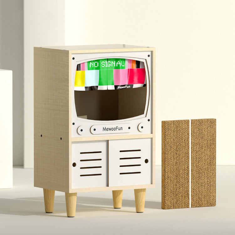 MewooFun Cat TV Box Bed Bedside Table with scratch