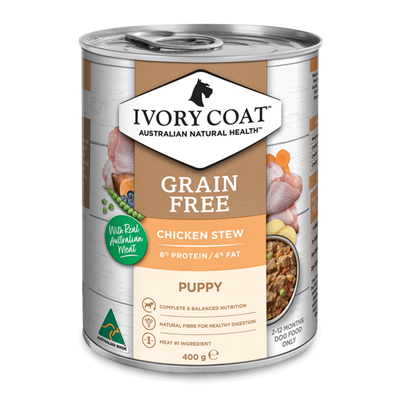 grain free wet dog food puppy chicken stew